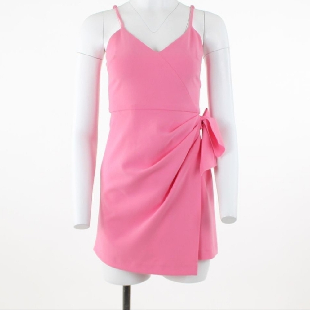 Pink Wrap Asymmetrical Mini Dress